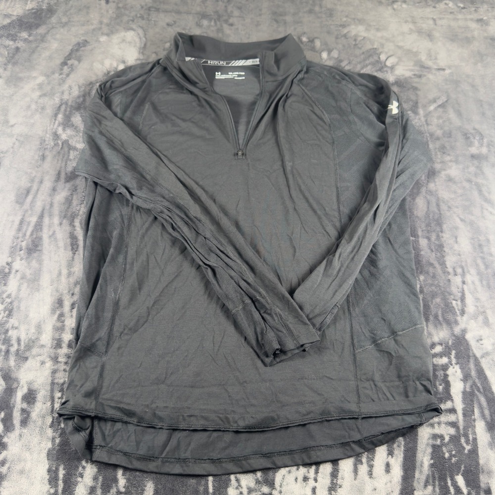 Under Armour Quarter Zip Running Top Mens 2XL Black HeatGear Threadborne 2430